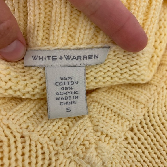 White + Warren Pullover V Neck Sweater Womens S Yellow Cotton Blend Lagenlook - Picture 11 of 16